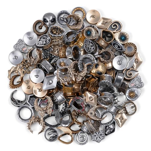 ERKUOO 10 Pairs Ear Tunnels Plugs Gauges Set Random Color Gothic Ear Stretching Kit Saddle Expander Ear Plugs for Women Men Piercing Jewelry 6mm to 25mm - size: 1/2"=12mm