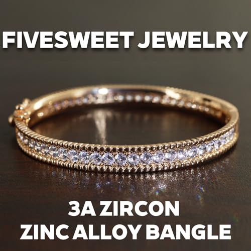 AAA Cubic Zirconia Gold Bangle Bracelet for Women | 18K Gold Plated Fully Paved With Sparkling Cubic Zirconia, Minimalist Luxury Unique Statement Jewelry, Anti-Oxidation - color: Clear