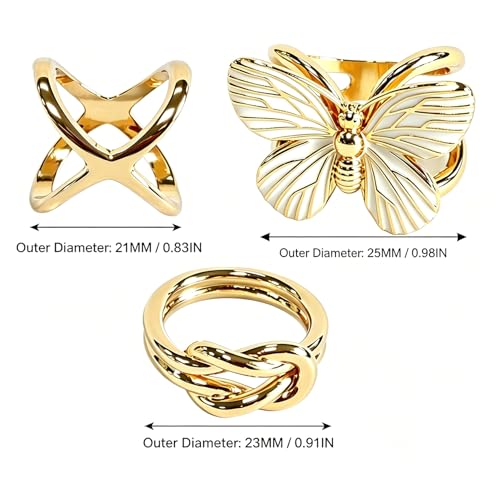 Gold Scarf Rings for Women, Metal Silk Scarf Ring Clip, Minimalist Scarf Rings and Slides for Scarves Clothing Accessories Jewelry Gift for Women Ladies Daily Party Travel Outfit 3Pcs
