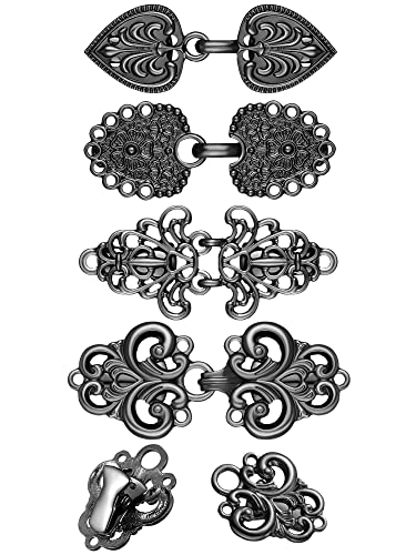 WILLBOND 4 Pcs Vintage Swirl Sweater Clips Retro Cardigan Shawl Cape Cloak Collar Clasp Dress Shirt Button Clip for Women - color: Black