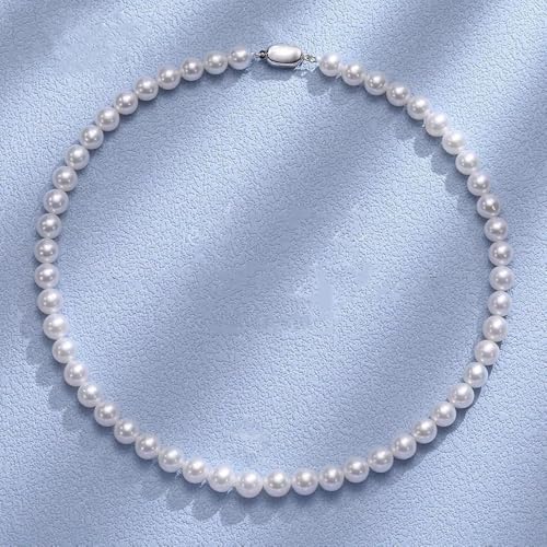 White Genuine Freshwater Cultured Pearl Necklace For Women And Men | Full Sizes from 3mm to 14mm Freshwater Pearls, AAA Grade & Above, A Love Gift Choice For Anniversaries And Birthdays - size: 8-9mm 16in