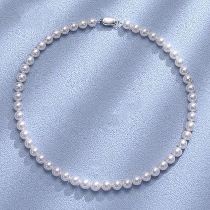 White Genuine Freshwater Cultured Pearl Necklace For Women And Men | Full Sizes from 3mm to 14mm Freshwater Pearls, AAA Grade & Above, A Love Gift Choice For Anniversaries And Birthdays - size: 8-9mm 16in