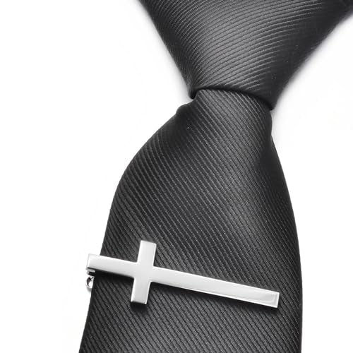 Unique Cross Tie Clips For Men Silver Black Gold Religious Christian Tie Clips For Men's Tie Accessories - style: Cross silver