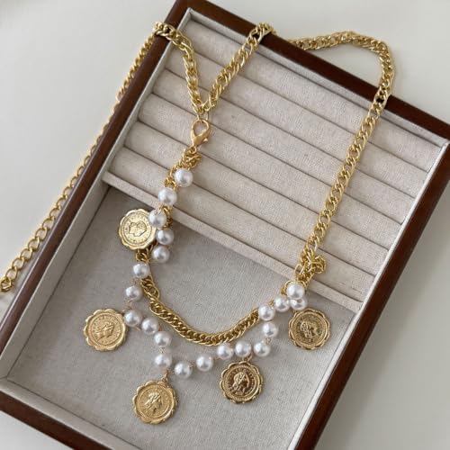 Pirate Waist Chain for Women Multilayer Metal Waist Chain Belt Adjustable Long Belt Body Belly Chain Boho Layered Coin Waist Chain Pirate Costume Women Men Jewellery - style: 408-HSYL-B B pe