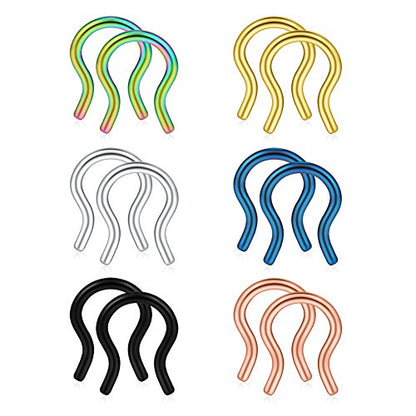 SCERRING 316L Surgical Steel U-Shaped Nose Ring Septum Piercing Hanger Retainer 16g,14g,12g - style: 12PCS - 16G Style 2#