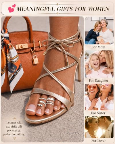 4Pcs Toe Rings for Women Non Tarnish 14K Gold Filled Toe Ring Adjustable Flower CZ Band Wave Dainty Toe Ring Summer Beach Open Toe Rings Set Waterproof Toe Jewelry Foot Jewelry - color: Silver toe rings double row