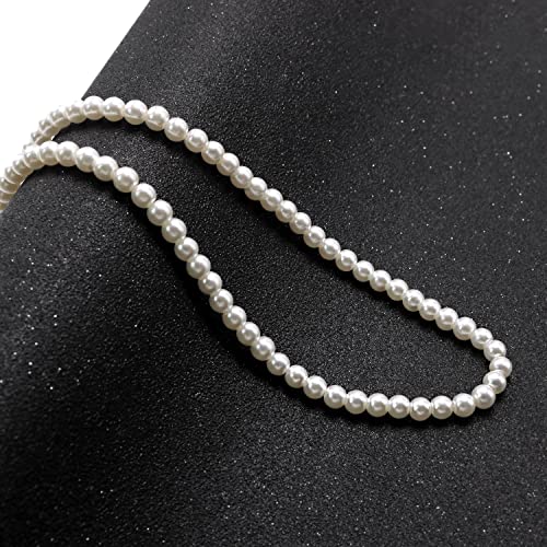Cryshimmer Pearl Choker Necklace for Women Faux Pearl Beads Strand Necklace Earring Set Costume Jewelry,Gift for Wife Mother - color: 6MM