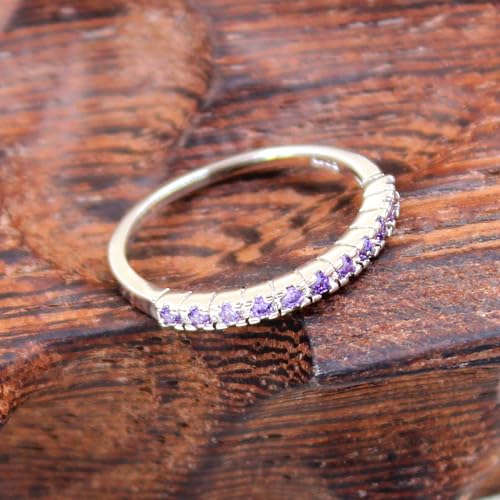 Uloveido Platinum Plated CZ Simulated Diamond Stack Eternity Band Ring J029 - color: Purple