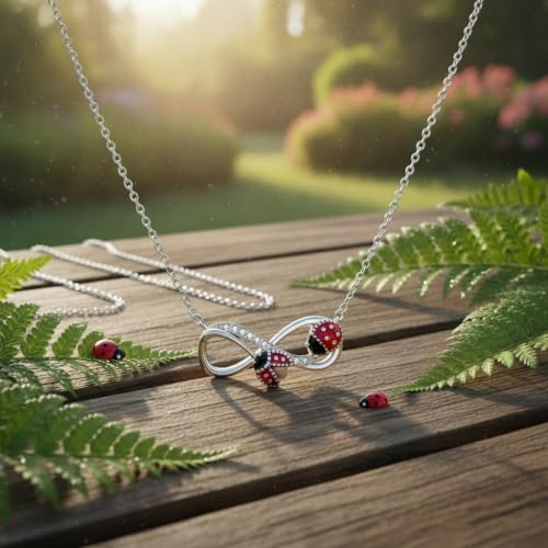 POPLYKE Cross Necklace for Women 925 Sterling Silver Cross Pendant Necklace Animal Jewelry Christmas Gifts for Women Mother Grandma - style: infinity ladybug