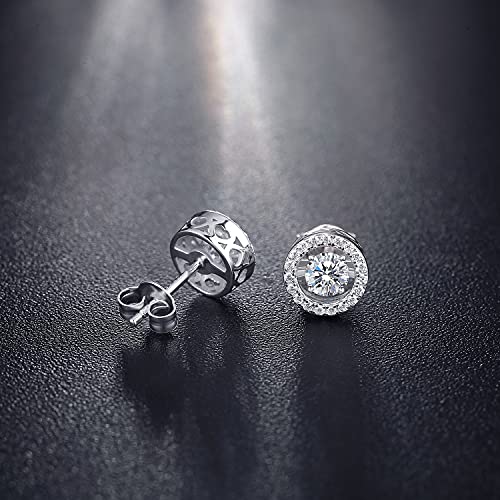 925 Sterling Silver Bezel Stud Earrings for Women Hypoallergenic Cubic Zirconia Stud Earrings for Unisex - style: 2-Halo Studs