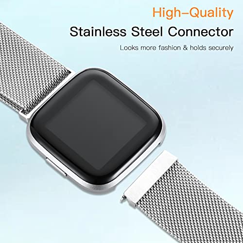 Compatible with Fitbit Versa and Versa 2 Bands for Women Men, Small - color: Silver, size: S: 5.5" - 7.5"