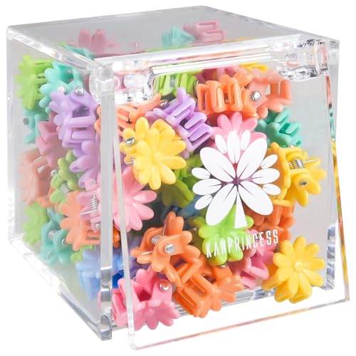 KANPRINCESS 70PCS Mini Claw Clips Small Hair Clips With Fancy Box, Flower and Colorful Designs for Women and Girls Hair Accessories Gift Set (SET3)