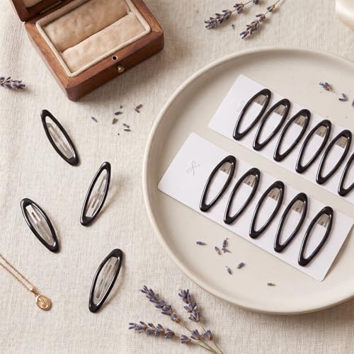 obeoby 30 Pcs Snap Hair Clips, 2.7-in Oval Barrettes for Women, Black | Non Slip Metal Hair Pins for Thick Fine Thin Hair Accessories Styling Gifts - color: Black