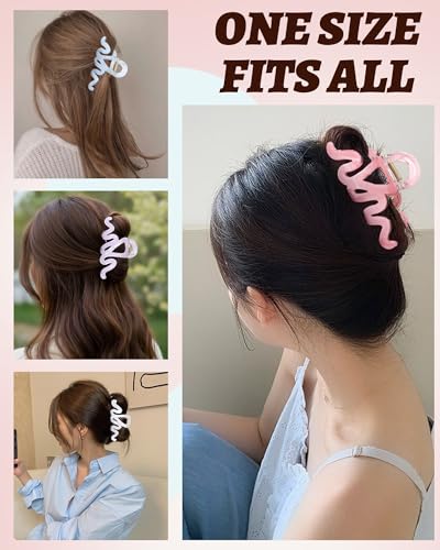 4PCS Large Claw Clips for Thick Hair, Large Acrylic Hair Clips | Modern Marble Geometric Design, Non-Slip Secure Hold for Long Hair, Buns, Updos and Everyday Styling - color: Wave-White + Purple + Pink + Blue