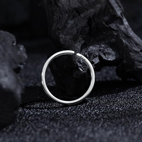 14K Gold Nose Ring Hoop for Women and Men, 6mm/7mm/8mm Tiny Gold Nose Ring Stud Piercing Jewelry, 20G 22G - color: 14k White Gold, size: 20 gauge(0.8mm)-8mm