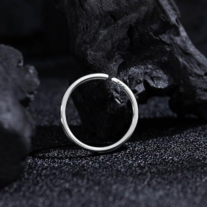 14K Gold Nose Ring Hoop for Women and Men, 6mm/7mm/8mm Tiny Gold Nose Ring Stud Piercing Jewelry, 20G 22G - color: 14k White Gold, size: 20 gauge(0.8mm)-8mm