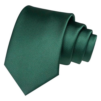 JEMYGINS Solid Color Formal Necktie and Pocket Square Tie Clip Sets for Men - color: Dark Green