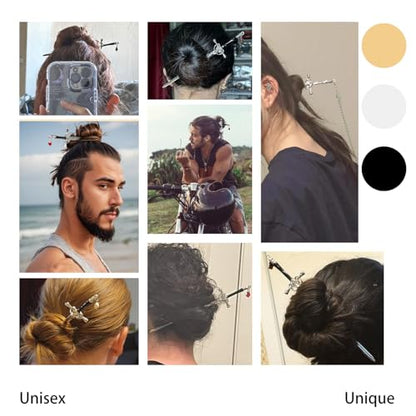 4Pcs Sword Hair Stick Retro Metal Hair Sticks Ancient Style Swords Hair Chopsticks for Women and Men, Chinese Hair Pins Hair Sticks Hair Daggers with Tassels for Hair Accessories