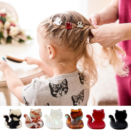 Mistofu 12PCS Mini Cat Hair Claw Clips, Acrylic Hair Clips for Women | Trendy Small Non-Slip, Aesthetic Acetate Clips for Girls & Women ,Cute Kawaii Classic Hair Claw - color: small cat 2