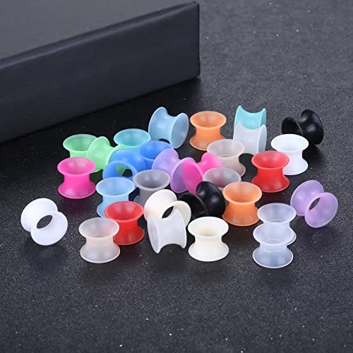 Xpircn 30Pcs Silicone Ear Gauges Flexible Ear Tunnels Plugs Stretchers Expander Double Flared Flesh Ear Piercing Jewelry for Women Men - style: Gauge:0G(8mm)