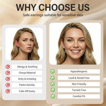 4 Pairs Silver Gold Hoop Earrings for Women,30/40/50/60 mm Stainless Steel 14K Silver Gold Plated Loop Earrings for Women Hypoallergenic Fashionable Lightweight Big Women Earrings Loop Earrings Set - color: Silver-30/40/50/60mm
