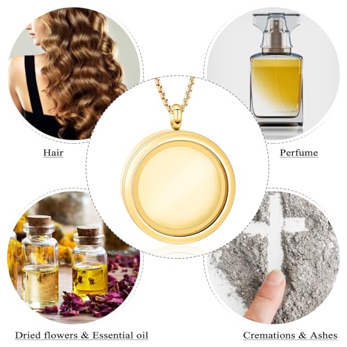 Oinsi Cremation Locket Necklace For Ashes Of Loved One Carry Photo Glass Memorial Urn Jewelry 316L Stainless Steel Keepsake Gifts - color: A-Gold