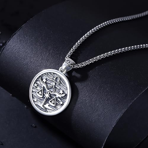 925 Sterling Silver Zodiac Constellation Necklaces for Men Women | Retro,Daily,Birthday, Graduation,Horoscope,Zodiac Sign,Hypoallergenic,with Jewelry Box - style: 9- Libra (A-Retro Sep.23-Oct.22）