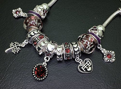 Falari Birthstone Bracelet Multi-Color Charm Beads Silvertone Birthday Gifts for Women - color: 02-February