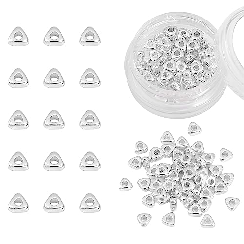 Silver Plated Triangle Spacer Beads 4x2mm 50pcs for Jewelry Making Findings Non Tarnish - color: Silver, size: 4x2mm Triangle