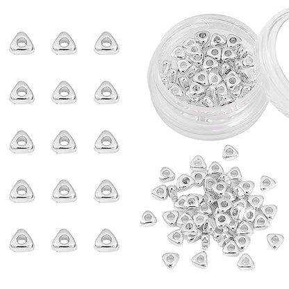 Silver Plated Triangle Spacer Beads 4x2mm 50pcs for Jewelry Making Findings Non Tarnish - color: Silver, size: 4x2mm Triangle
