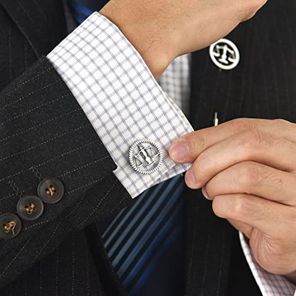 TINGKU Attorney Lawyer Cufflinks and Tie Clip for Men Gifts Scales of Justice Cuff links Tie Clasp Father in Law Enforcement Suit Shirt Jewelry - style: Cufflinks Silver