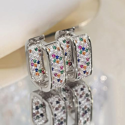 Luxury Paved Cubic Zirconia Hoop Earrings for Women Wedding Trendy Jewelry - color: E5322