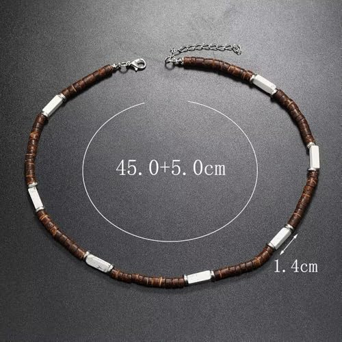 Handmade Wooden Beads Choker Necklace for Men Women Bohemian Coconut Beaded Surfer Necklace Hawaiian Summer Beach Jewelry - color: White