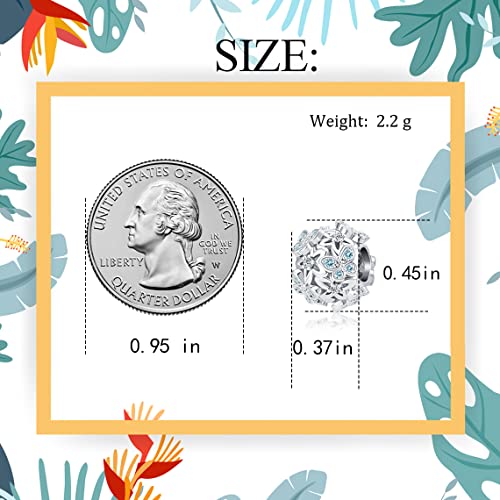 Butterfly Flower Garden Charm Magnolia Bloom Crystal Opennwork Enamel Bead for Pandora Charm Bracelet - style: Bule Flower