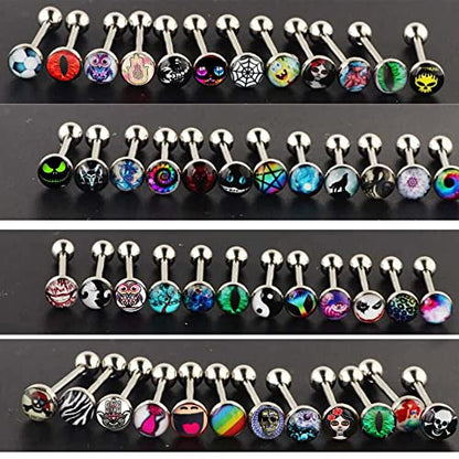 50-100pcs Surgical Steel Fancy Words Tongue Ring Logo Barbell Bars 14 Gauge Tongue Piercing Lot 5/8" - color: 50pcs