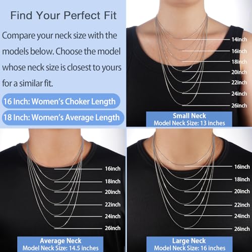 Jewlpire 18k Gold Plated 925 Sterling Silver Chain Necklace for Women, 1mm Cable Chain Necklace Sturdy & Shiny Women's Chain Necklaces 14 16 17 18 20 22 24 Inch - color: 925 Sterling Silver, size: 22 Inch