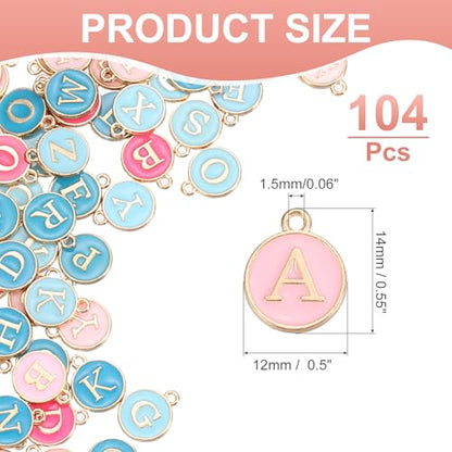 MECCANIXITY Letter Initial Charm Double Sided Alphabet Pendants A-Z Letter Charm for Jewelry Making Necklaces Bracelets Earrings DIY Accessories - color: Pink/Rose Red/Blue/Light Blue