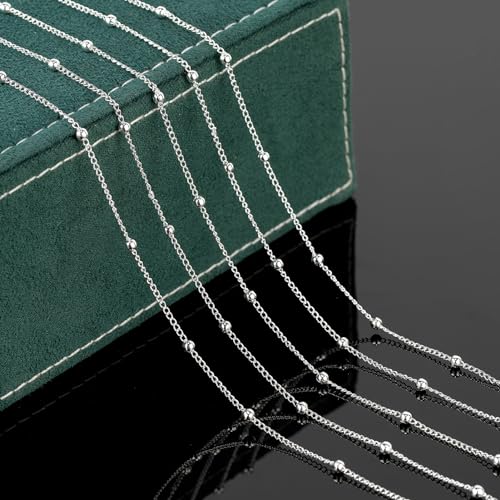 UMAOKANG 32.8 Feet Silver Plated Brass Chain for Jewelry Making Twist Curb Bead Necklace Chains Bulk with Jump Rings and Lobster Clasps - color: Silver Twist Crub Bead