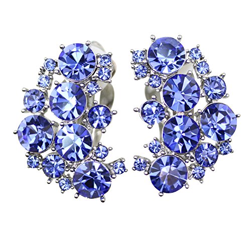 Faship Gorgeous Clip Ons Floral Earrings - color: Blue