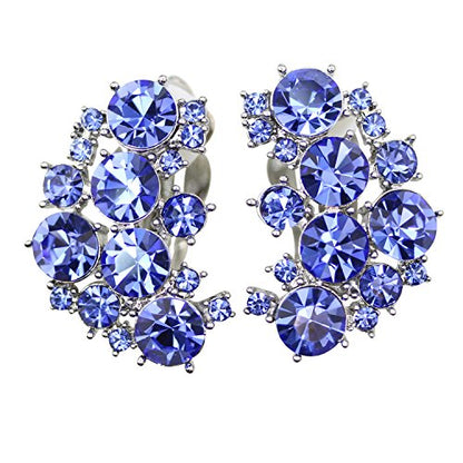 Faship Gorgeous Clip Ons Floral Earrings - color: Blue