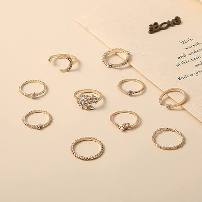 FUTIMELY Boho Retro Stackable Rings Sets for Women Knuckle Joint Finger Knuckle Nail Ring Sets Moon Stars Stack Preppy Statement Rings Cute Trendy Stuff Jewelry - style: G-7