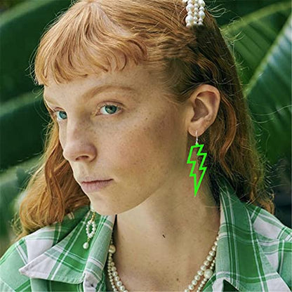 ONLYJUMP Acrylic Exaggerated Lightning Earrings Statement Punk Retro Geometric Delicate Neon Personalized Earrings Accessory Jewelry for Women - color: Green