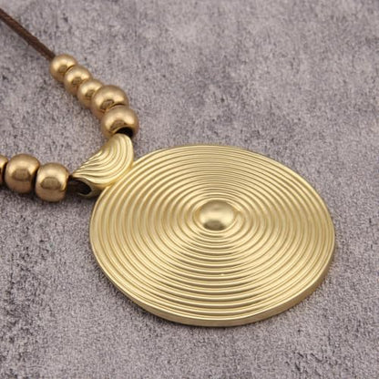 Bohemian Necklaces for Women Long Leather Necklace with Large Pendant Chunky Boho Hippie Jewelry Pendant Chocker Necklace - style: Bohemian Style Necklace