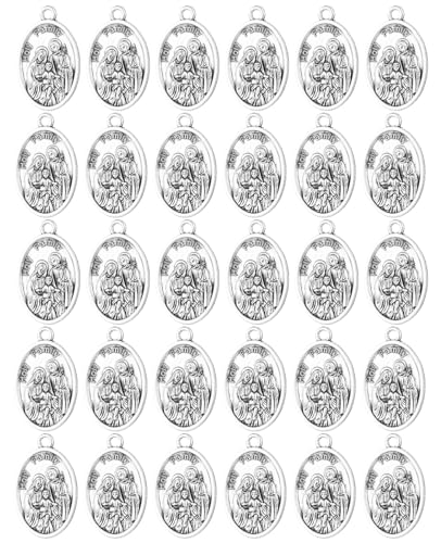 Saint Therese of Lisieux/Saint Mother Teresa of Calcutta/Divine Mercy Jesus/Mater Dolorosa Patron Saint Medal Charm Pendant for DIY Rosary Necklace Bracelet Jewelry Making Part - color: 30pcs-Holy Family medal