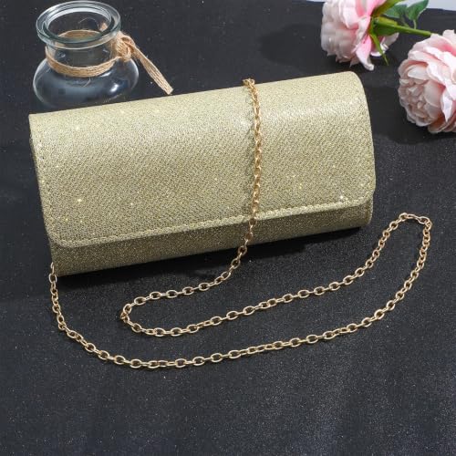 NEWITIN Purse Rhinestone Jewelry Set for Women Prom Jewels Crystal Clutch Purse Necklaces Rings Bracelets Earrings Gold Silver Jewelry Set for Women Bride - color: 6 Pieces Gold