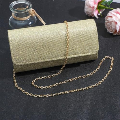 NEWITIN Purse Rhinestone Jewelry Set for Women Prom Jewels Crystal Clutch Purse Necklaces Rings Bracelets Earrings Gold Silver Jewelry Set for Women Bride - color: 6 Pieces Gold