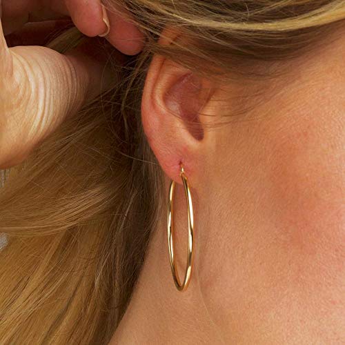 M MOOHAM Hoop Earrings for Women, Hypoallergenic 14K Gold Plated Earrings | Gold Plated Hoop Earrings Set for Sensitive Ears, Earring Stack for Women Trendy, Jewelry Gifts Lightweight 13-60mm - color: 2pcs-40mm-Gold-plated