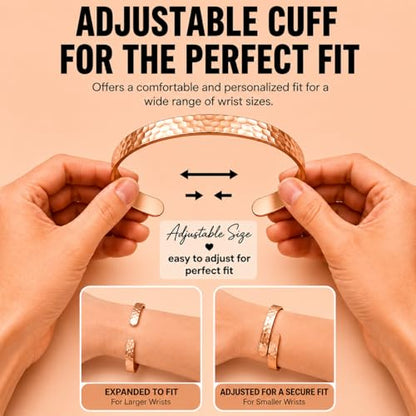 Healing Monk Pure Copper Bracelet for Men & Women – Handmade Uncoated Copper Jewelry Cuff – Adjustable Healing Copper Bracelets for Arthritis – Mens & Womens Copper Cuff Pulsera de Cobre - style: Terra