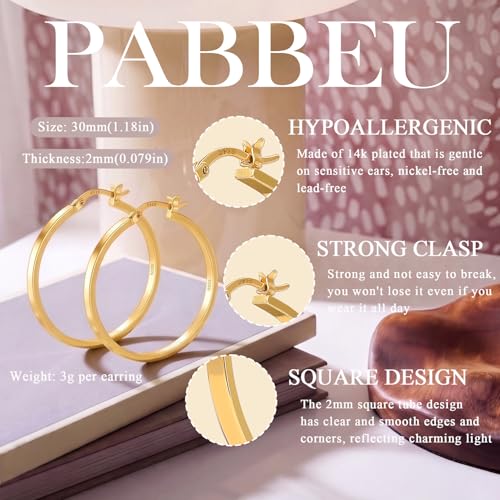 925 Sterling Silver Hoop Earrings Silver Hoops Earring Large Hoop Earrings | Jewelry for Her Gift Large Silver Hoop Earrings Hypoallergenic Thin Hoop Earring for Women Sensitive Ears 20/30/40/50/60/70mm - color: 30mm Gold