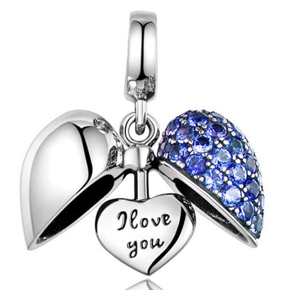 9 Pack Silver Spacer Beads Charms fit Bracelet, Heart Beads DIY Jewelry Gifts Women - color: D6